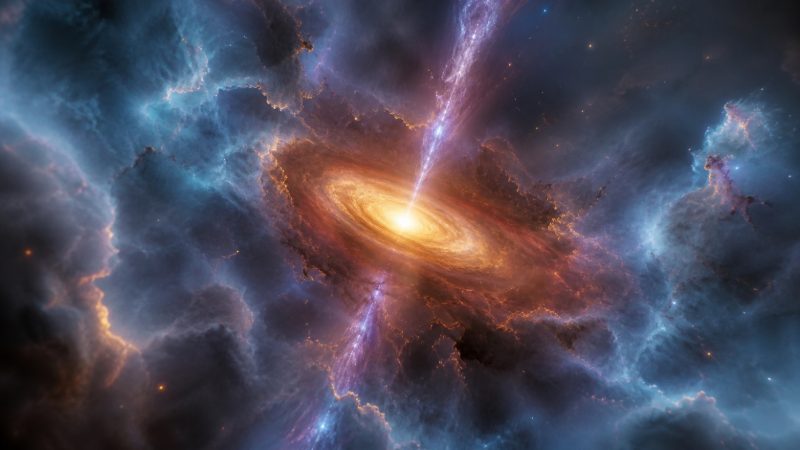Soğuk bir moleküler bulutun içinde oluşan parlak protostar ve çevresindeki diski gösteren özgün görsel