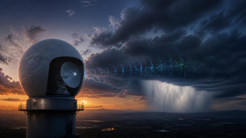 Dönen radar anteninden çıkan radyo darbelerinin hedeflerden yankılanmasını gösteren özgün görsel