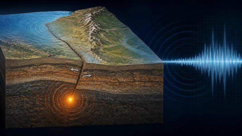 Deprem kaydı ile farklı bölgelerdeki sarsıntı etkilerini karşılaştıran özgün görsel