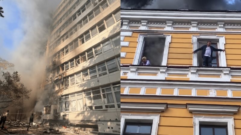 Kiev'de bilim akademisine İHA saldırısı: Çalışanlar pencerelerden kaçtı